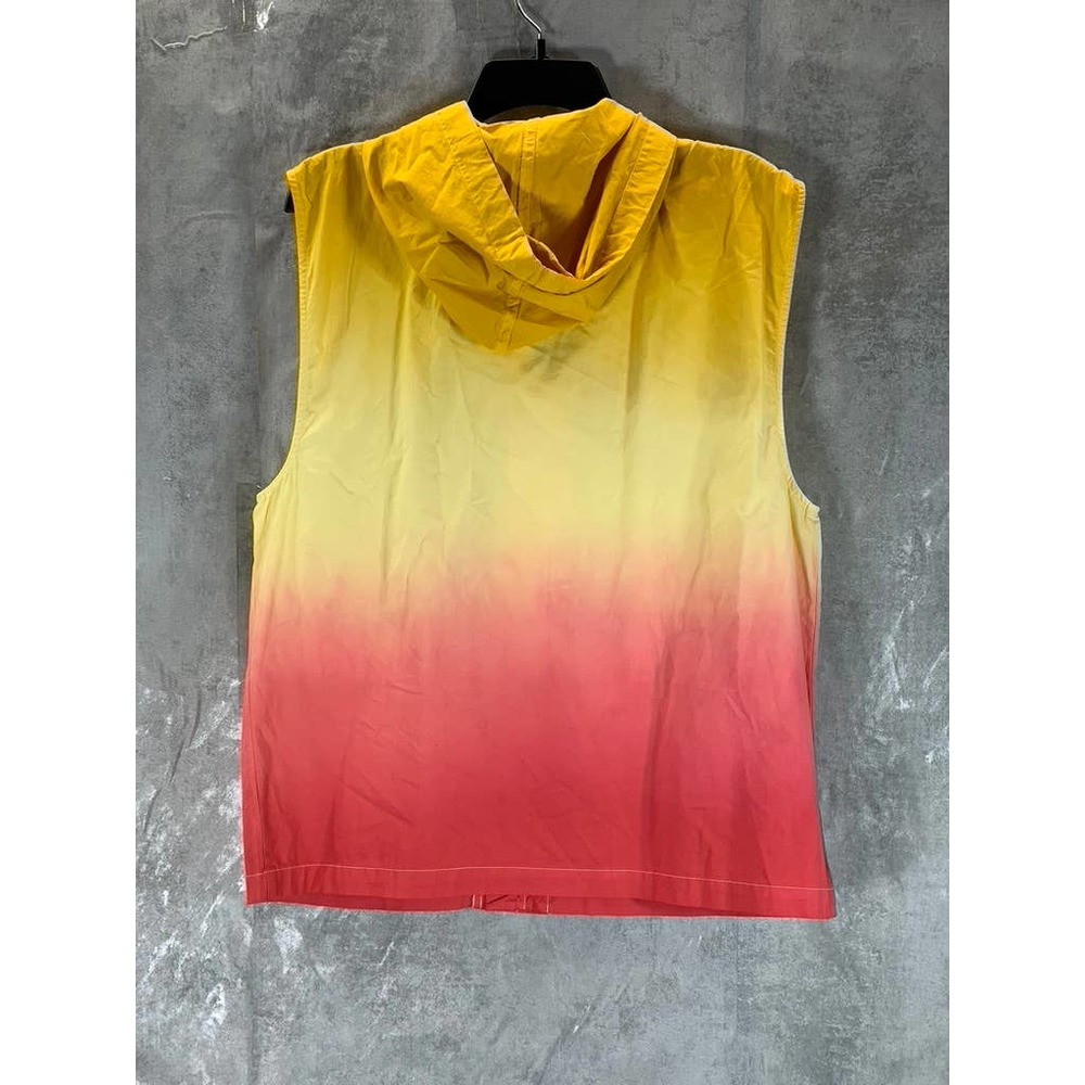 Royalty By Maluma Men's Orange Ombre Hooded Drawstring Utility Vest SZ L - Picture 2 of 7